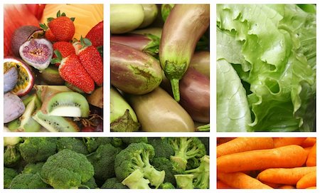 fiber rich foods - Fruits and Vegetables Variety and Choice Collage Photographie de stock - Aubaine LD & Abonnement, Code: 400-05348766