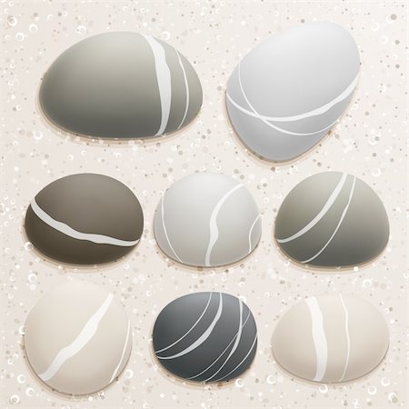 Sea stones collection on sand background. Vector illustration. Stock Photo - Budget Royalty-Free & Subscription, Code: 400-05348761