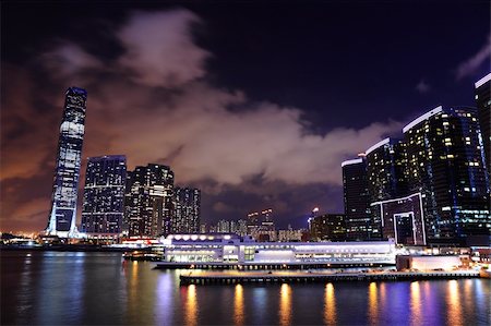 stone and glass building - kowloon at night Photographie de stock - Aubaine LD & Abonnement, Code: 400-05348807