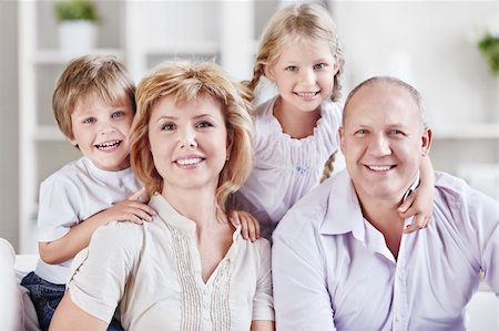 senior generation family group hug - Grandparents with grandchildren at home Stock Photo - Budget Royalty-Free & Subscription, Code: 400-05348871