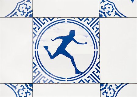 delft netherlands - running man on a delft blue tile Stock Photo - Budget Royalty-Free & Subscription, Code: 400-05348925