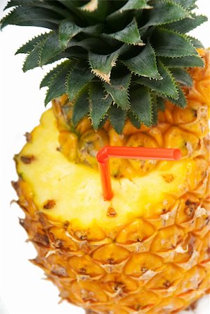 simsearch:400-04650758,k - ripe pineapple cut on top with red straw Stock Photo - Budget Royalty-Free & Subscription, Code: 400-05349282