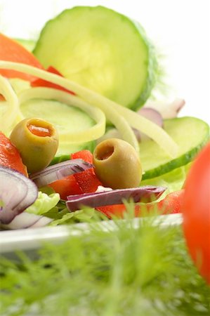 simsearch:622-06369907,k - Composition with vegetable salad with olive Stock Photo - Budget Royalty-Free & Subscription, Code: 400-05349307
