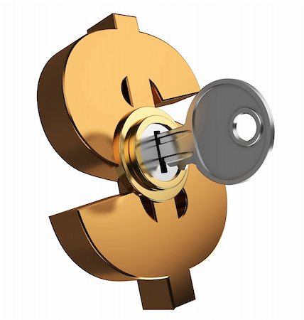 simsearch:6113-08909968,k - 3d illustration of key locked dollar symbol Fotografie stock - Microstock e Abbonamento, Codice: 400-05349713