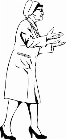 simsearch:400-04915621,k - black and white drawing of a woman doctor in a white coat Stock Photo - Budget Royalty-Free & Subscription, Code: 400-05349811