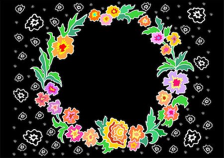 simsearch:400-06093261,k - Illustration of wreath from abstract flowers Fotografie stock - Microstock e Abbonamento, Codice: 400-05349839
