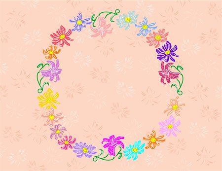 simsearch:400-07558497,k - Illustration of wreath from abstract flowers with background Photographie de stock - Aubaine LD & Abonnement, Code: 400-05349840