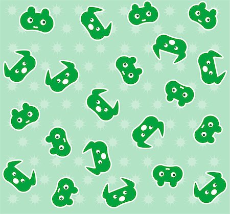 set of green cartoon animal bear background wallpaper Stock Photo - Budget Royalty-Free & Subscription, Code: 400-05340213