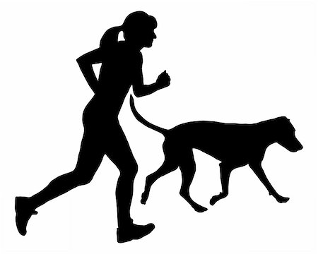 Woman jogs with dog Stock Photo - Budget Royalty-Free & Subscription, Code: 400-05340813