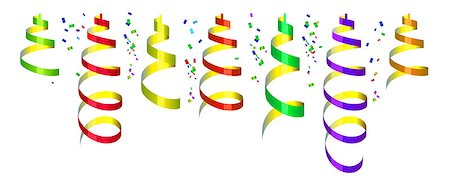 falling christmas confetti - Background with party streamers and confetti, vector illustration Stock Photo - Budget Royalty-Free & Subscription, Code: 400-05340938
