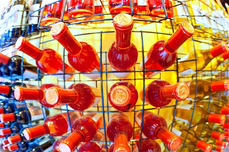 simsearch:693-03314446,k - Fisheye view of a display of wine bottles Stock Photo - Budget Royalty-Free & Subscription, Code: 400-05341242