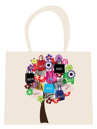 Vector illustration of a fashion bag with a  sale tree Stock Photo - Budget Royalty-Free & Subscription, Code: 400-05341252