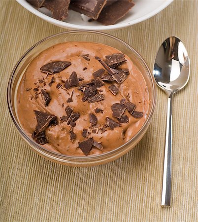 fresh homemade chocolate mousse made with bitter chocolate ,closeup Stock Photo - Budget Royalty-Free & Subscription, Code: 400-05341327