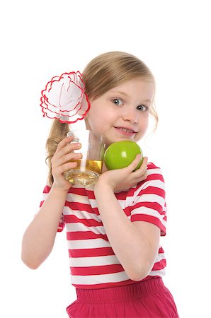 simsearch:400-04402342,k - happy girl with apple and apple juice isolated on white Stock Photo - Budget Royalty-Free & Subscription, Code: 400-05341355