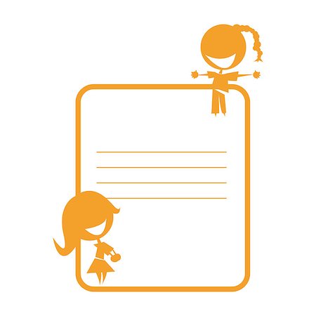 silhouettes of two cute girls on a schoolbook sticker Stock Photo - Budget Royalty-Free & Subscription, Code: 400-05341420