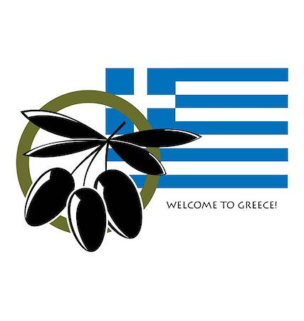 icon with black olives  and flag of greece Stock Photo - Budget Royalty-Free & Subscription, Code: 400-05341505