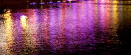 simsearch:400-06101480,k - Night water reflection pattern with red and purple lights, long exposure. Stock Photo - Budget Royalty-Free & Subscription, Code: 400-05341736