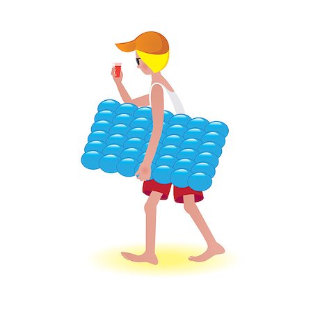 Boy on air mattress. Illustration on white background Stock Photo - Budget Royalty-Free & Subscription, Code: 400-05341771