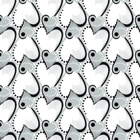 Retro black and white seamless heart background. Geometric mosaic seamless pattern Stock Photo - Budget Royalty-Free & Subscription, Code: 400-05341848