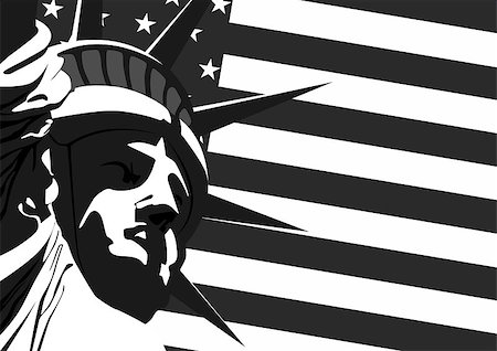 statue of liberty on the flag - Fragment of "Statue of Liberty" against the U.S. flag. Stock Photo - Budget Royalty-Free & Subscription, Code: 400-05341876