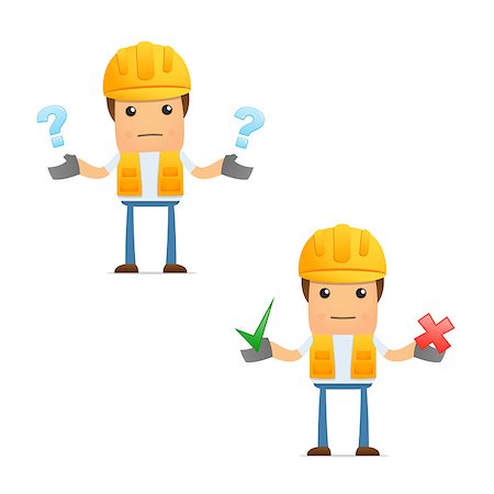 engineers hat cartoon - set of funny cartoon builder in various poses for use in presentations, etc. Stock Photo - Budget Royalty-Free & Subscription, Code: 400-05341939