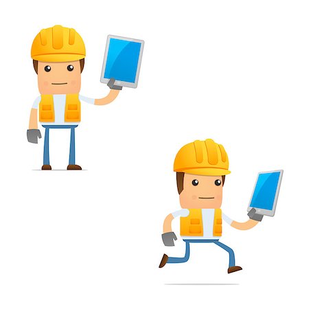 engineers hat cartoon - set of funny cartoon builder in various poses for use in presentations, etc. Stock Photo - Budget Royalty-Free & Subscription, Code: 400-05341946