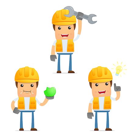 engineers hat cartoon - set of funny cartoon builder in various poses for use in presentations, etc. Stock Photo - Budget Royalty-Free & Subscription, Code: 400-05341975
