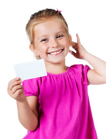 simsearch:400-04340435,k - little girl with a white card isolated on white Stock Photo - Budget Royalty-Free & Subscription, Code: 400-05342079