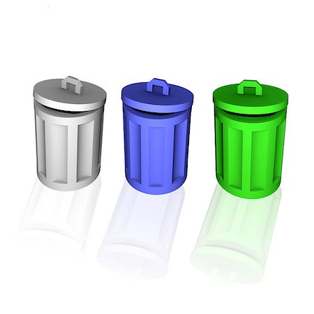 3d colorful trash can symbols Photographie de stock - Aubaine LD & Abonnement, Code: 400-05342094