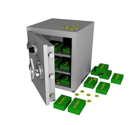 bank safe with money 3d Photographie de stock - Aubaine LD & Abonnement, Code: 400-05342090