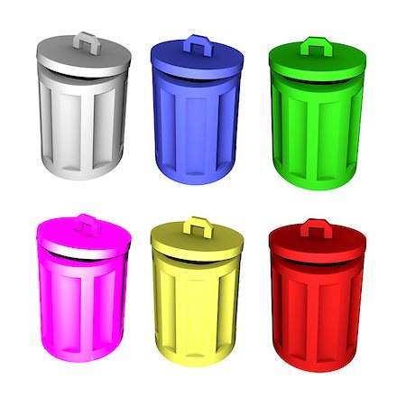 3d colorful trash can symbols Photographie de stock - Aubaine LD & Abonnement, Code: 400-05342093