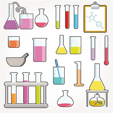 shape of chemistry lab equipment - Chemical test tubes icons illustration vector Stock Photo - Budget Royalty-Free & Subscription, Code: 400-05342137