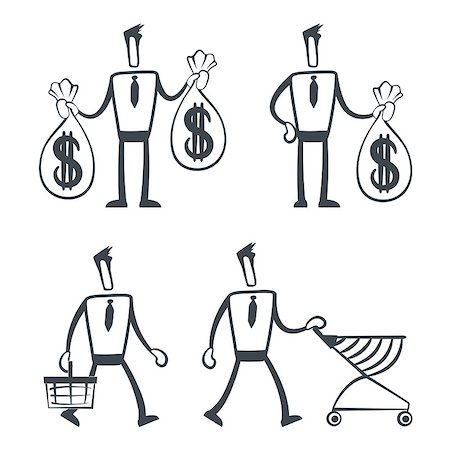 shopping trolleys funny - Vector illustration of a simple sketch characters for use in presentations, manuals, design, etc. Stock Photo - Budget Royalty-Free & Subscription, Code: 400-05342375