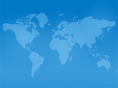 A world map isolated against a blue background Stock Photo - Budget Royalty-Free & Subscription, Code: 400-05342388