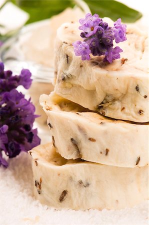 Handmade Soap With Fresh Lavender Flowers And Bath Salt Stock Photo - Budget Royalty-Free & Subscription, Code: 400-05342665