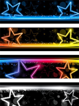 simsearch:625-01746293,k - Vector - Glowing Neon Stars Banner Background Set of Four Foto de stock - Royalty-Free Super Valor e Assinatura, Número: 400-05342757