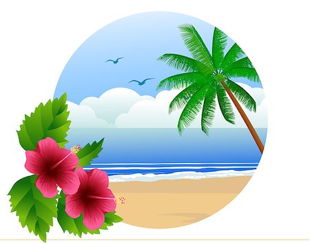 Vector illustration of tropical beach background Photographie de stock - Aubaine LD & Abonnement, Code: 400-05342864