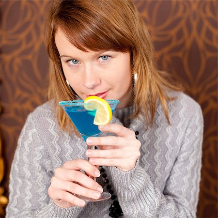close up portrait of gorgeous girl with cocktail Stock Photo - Budget Royalty-Free & Subscription, Code: 400-05343157