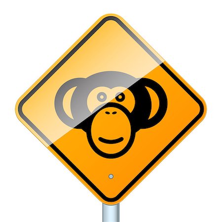 Monkey car sign. High-detailed vector sign isolated on white background Stock Photo - Budget Royalty-Free & Subscription, Code: 400-05343224