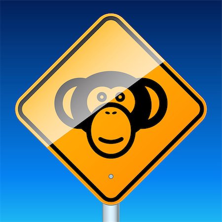 Monkey car sign. High-detailed vector sign Stock Photo - Budget Royalty-Free & Subscription, Code: 400-05343225
