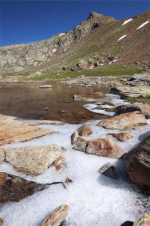 ssnowball (artist) - Small icy mountain lakes after a frozen night during summer Foto de stock - Super Valor sin royalties y Suscripción, Código: 400-05343268