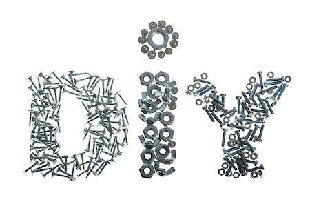 faire - Do it yourself abbreviation tag made of screws, bolts and nuts, isolated on white background Photographie de stock - Aubaine LD & Abonnement, Code: 400-05343442
