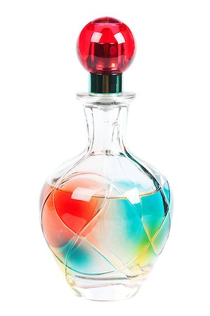 Colorful bottle with perfume over white background Stock Photo - Budget Royalty-Free & Subscription, Code: 400-05343603
