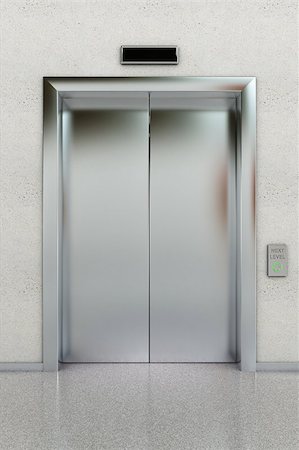 silver gate - Front view of a modern elevator with closed doors in lobby Stock Photo - Budget Royalty-Free & Subscription, Code: 400-05343908