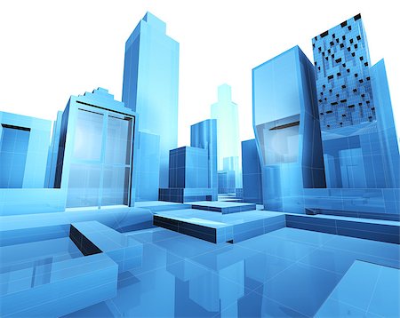 skyscraper frame - 3d illustration of empty city blueprint Stock Photo - Budget Royalty-Free & Subscription, Code: 400-05343910