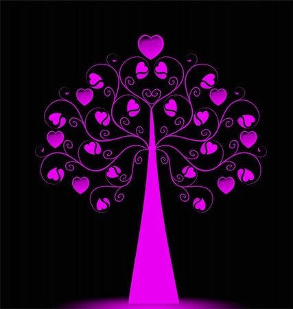 simsearch:400-05902207,k - Beautiful Valentine?s Tree isolated on black background Stock Photo - Budget Royalty-Free & Subscription, Code: 400-05354147