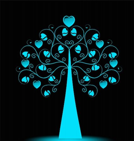 simsearch:400-05925443,k - Beautiful Valentine's Tree isolated on black background Stock Photo - Budget Royalty-Free & Subscription, Code: 400-05354149