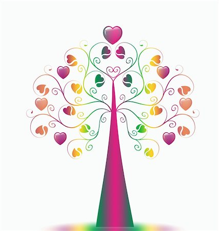 simsearch:400-05925443,k - Colorful  Valentine's Tree isolated on white background Stock Photo - Budget Royalty-Free & Subscription, Code: 400-05354154