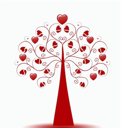 simsearch:400-05902207,k - Beautiful Valentine's Tree isolated on white background Stock Photo - Budget Royalty-Free & Subscription, Code: 400-05354151