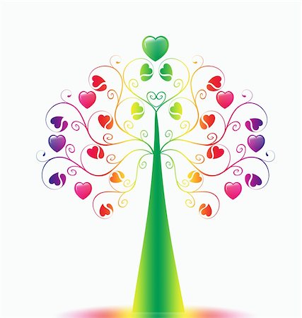 simsearch:400-05925443,k - Colorful  Valentine's Tree isolated on white background Stock Photo - Budget Royalty-Free & Subscription, Code: 400-05354152